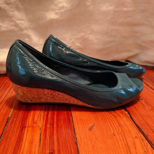 Blue Cole Haan Peep Toe Wedge